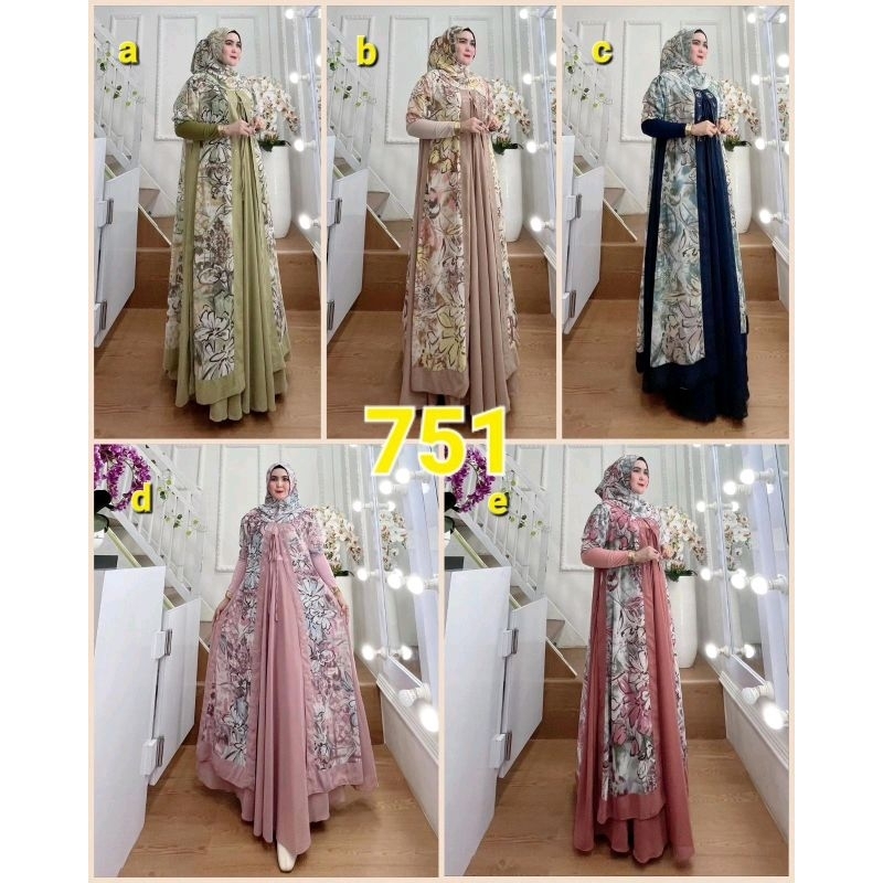 Dijah 751 syari jubah set elegan khimar hoodie print by Dijah original