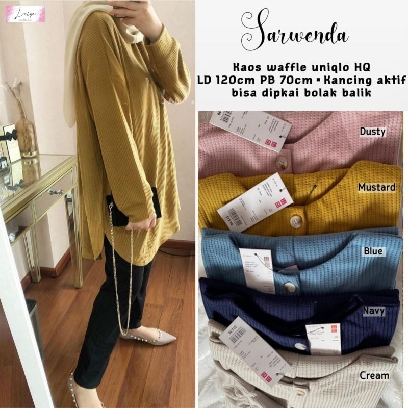 Sarwenda/Molly oversize atasan wanita tunik bahan knit waffle uniqlo