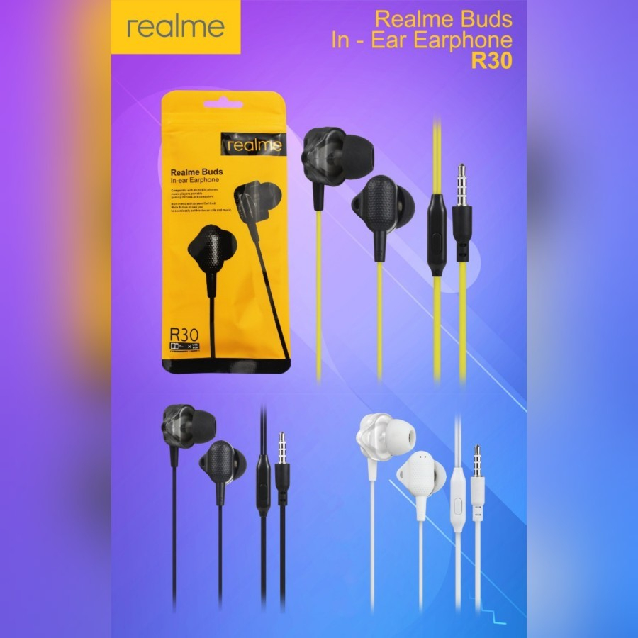 HANDSFREE REALME BUDS R30 SEGEL SQ HEADSET WITH MIC Grosir