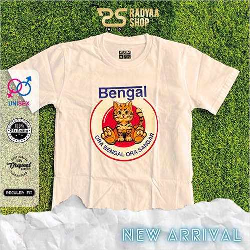 t shirt putih unisex kaos kucing bengal mirip bear br*nd - S