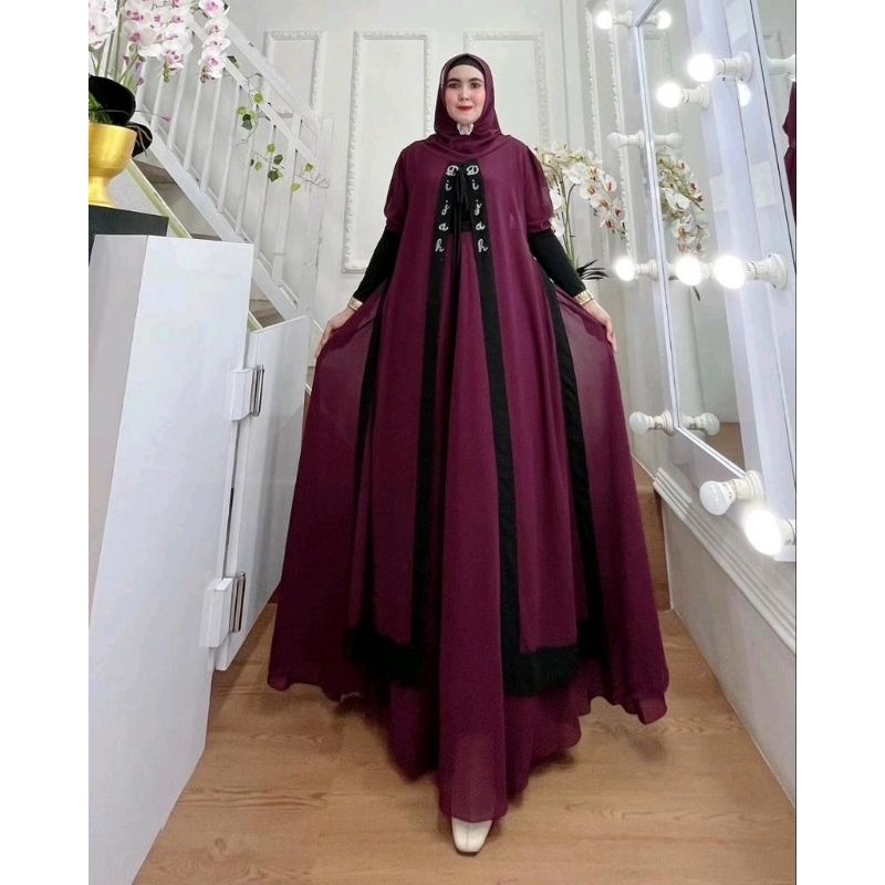 DIJAH 750 syari Jubah Set polos khimar hoodie Syari cantik by Dijah original
