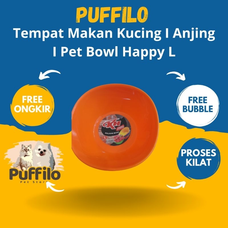 tempat makan kucing/anjing 1pet bowl happy L