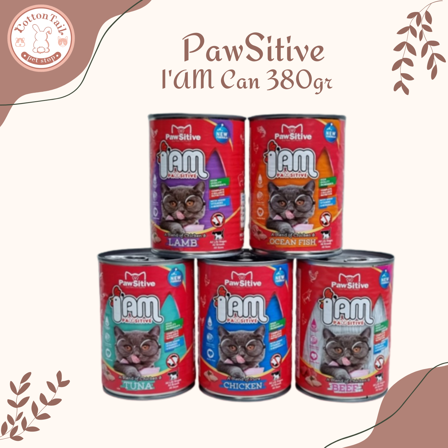 Pawsitive I'AM Can Makanan Wet Food Anak Kucing Dewasa Kaleng 380Gram