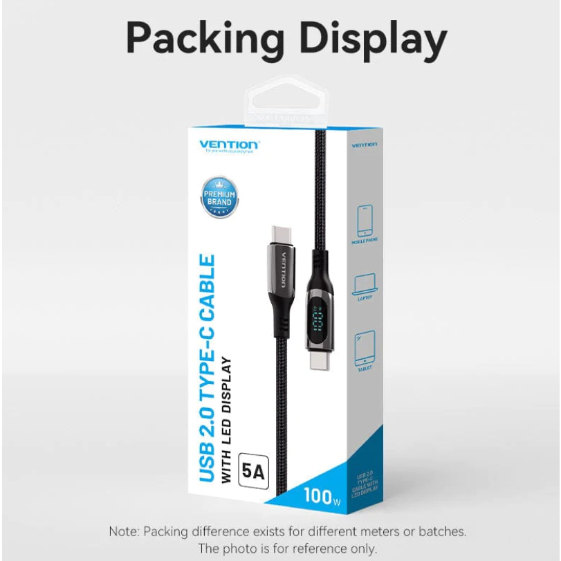 Vention Kabel USB Type C to C PD C 5A Fast Charge QC 4.0 100W Digital