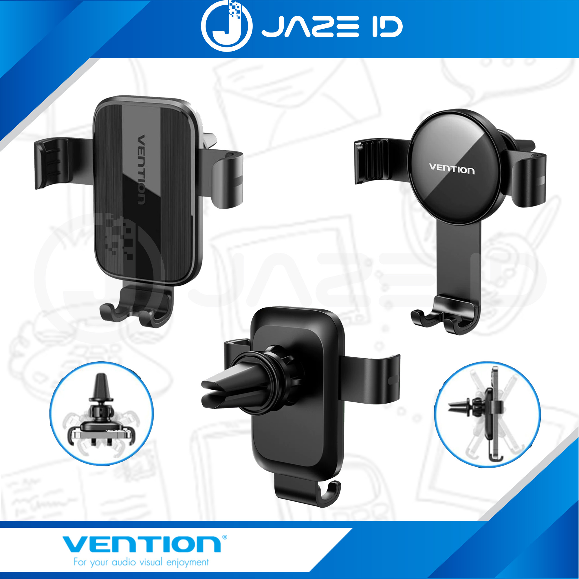 VENTION Car Phone Holder Mount Air Vent Gantungan HP Ac Mobil Standing