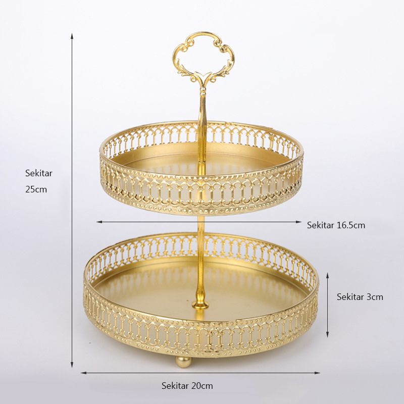 Mi.more  2Layer Fruit Tray Buah Snack Gold Storage Rack Pastry Fruit Cake Organizer Hollow Out Bedroom Countertop Decor