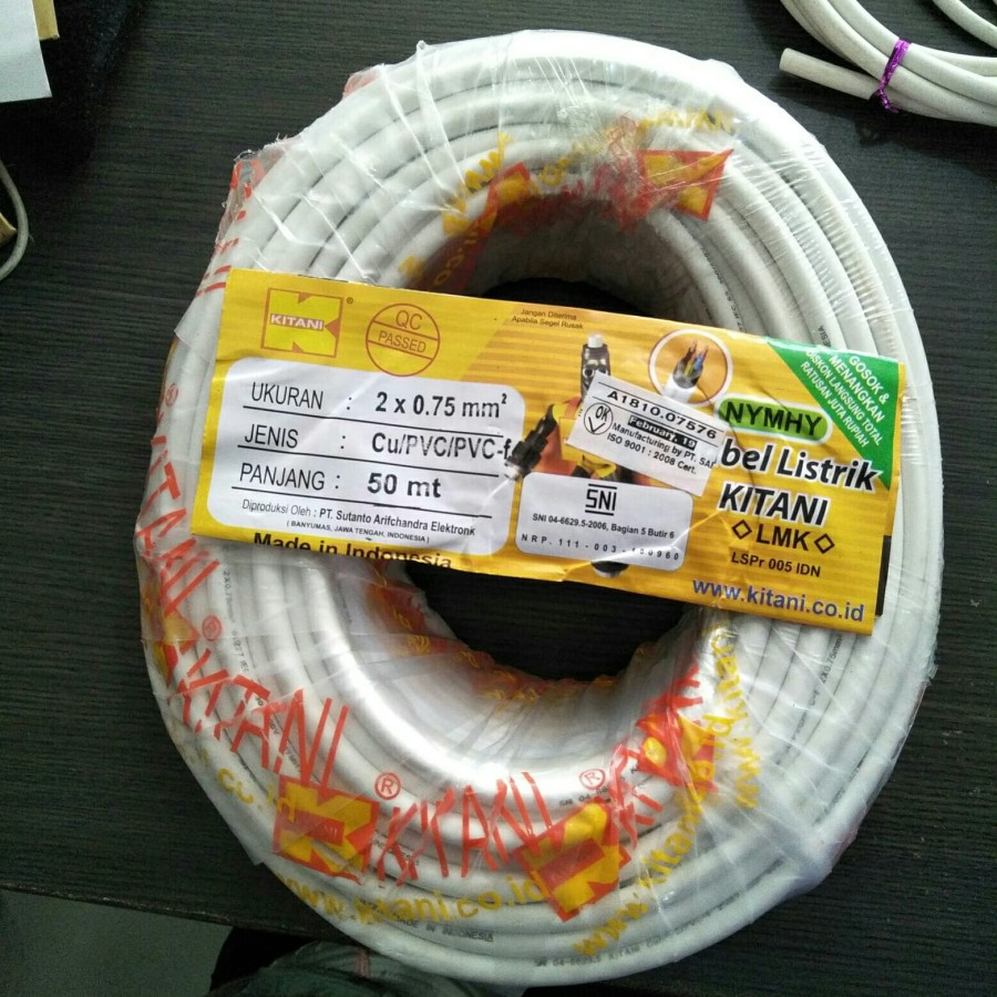 kabel listrik nym hyo/serabut 2x0.75 merk kitani