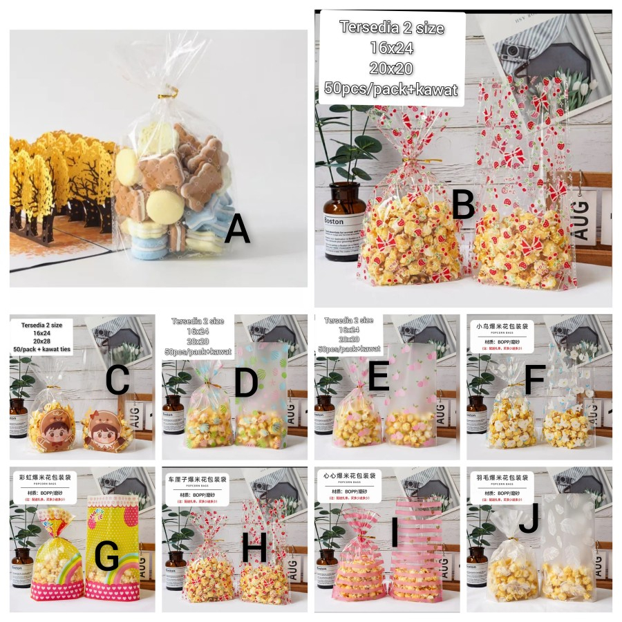 50pcs/pack PLASTIK ROTI COOKIES /GODDIE BAG HADIAH HAMPERS ULTAH PC-21
