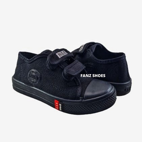 SEPATU SEKOLAH ANAK - SEPATU TEMPEL PENDEK HITAM PUTIH &amp; HITAM HITAM SIZE 28 - 35  - SEPATU FORMAL - SEPATU N&amp;B TEMPEL SIZE 28 - 35 - FANZ SHOES