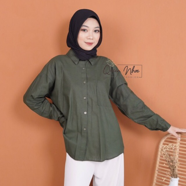 KEMEJA WANITA LINEN OVERSIZE / ATASAN WANITA LINEN COLZA