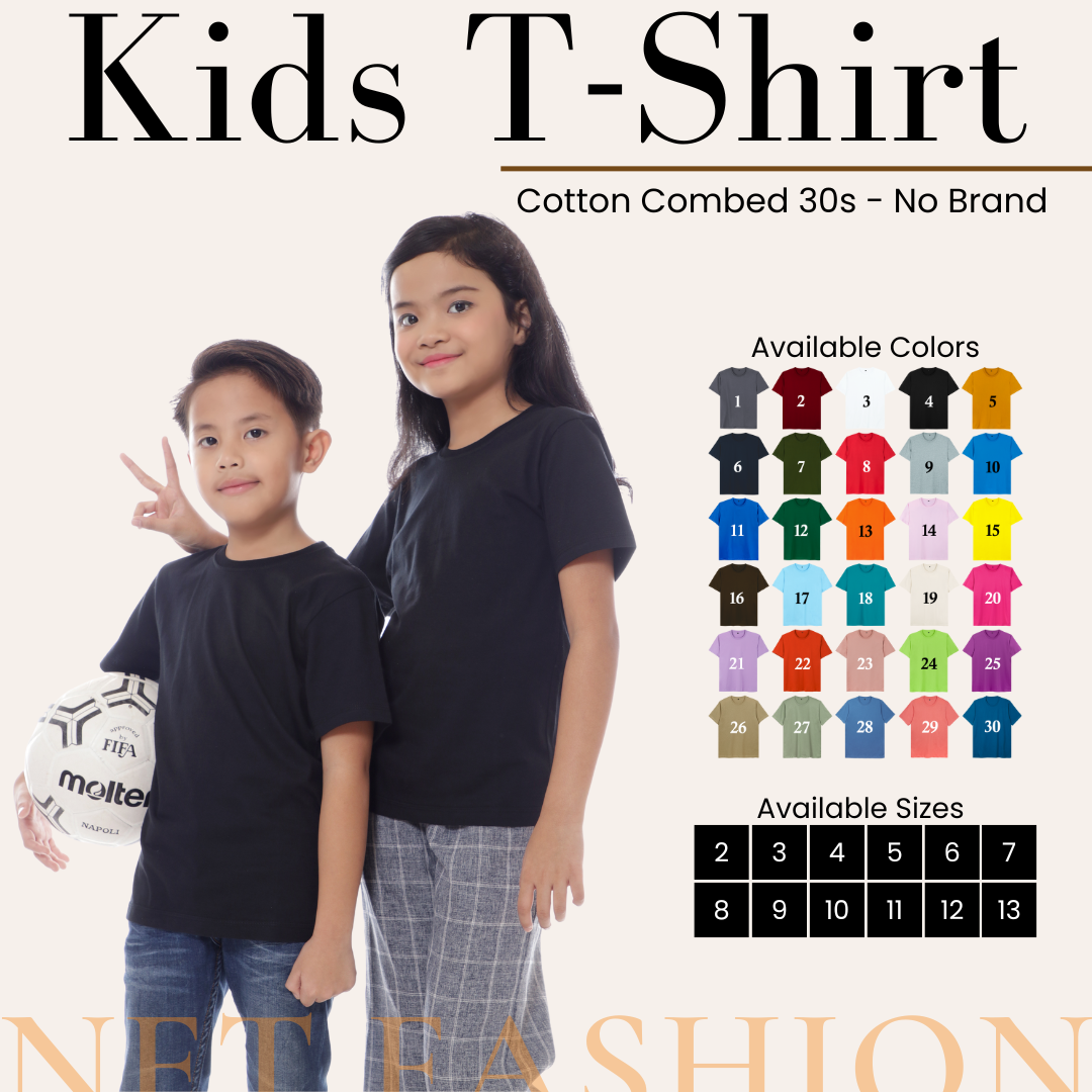 NUZ KAOS POLOS ANAK LENGAN PENDEK COTTON COMBED 30S BAJU KAOS KIDS UMUR 1-2 TAHUN