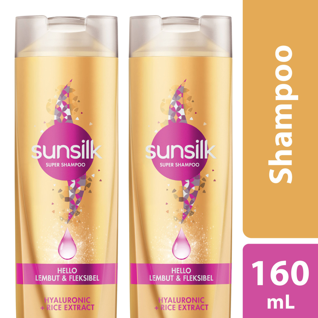 Sunsilk Super Shampo Hello Lembut &amp; Fleksibel Hyaluronic + Rice Extract 160ml