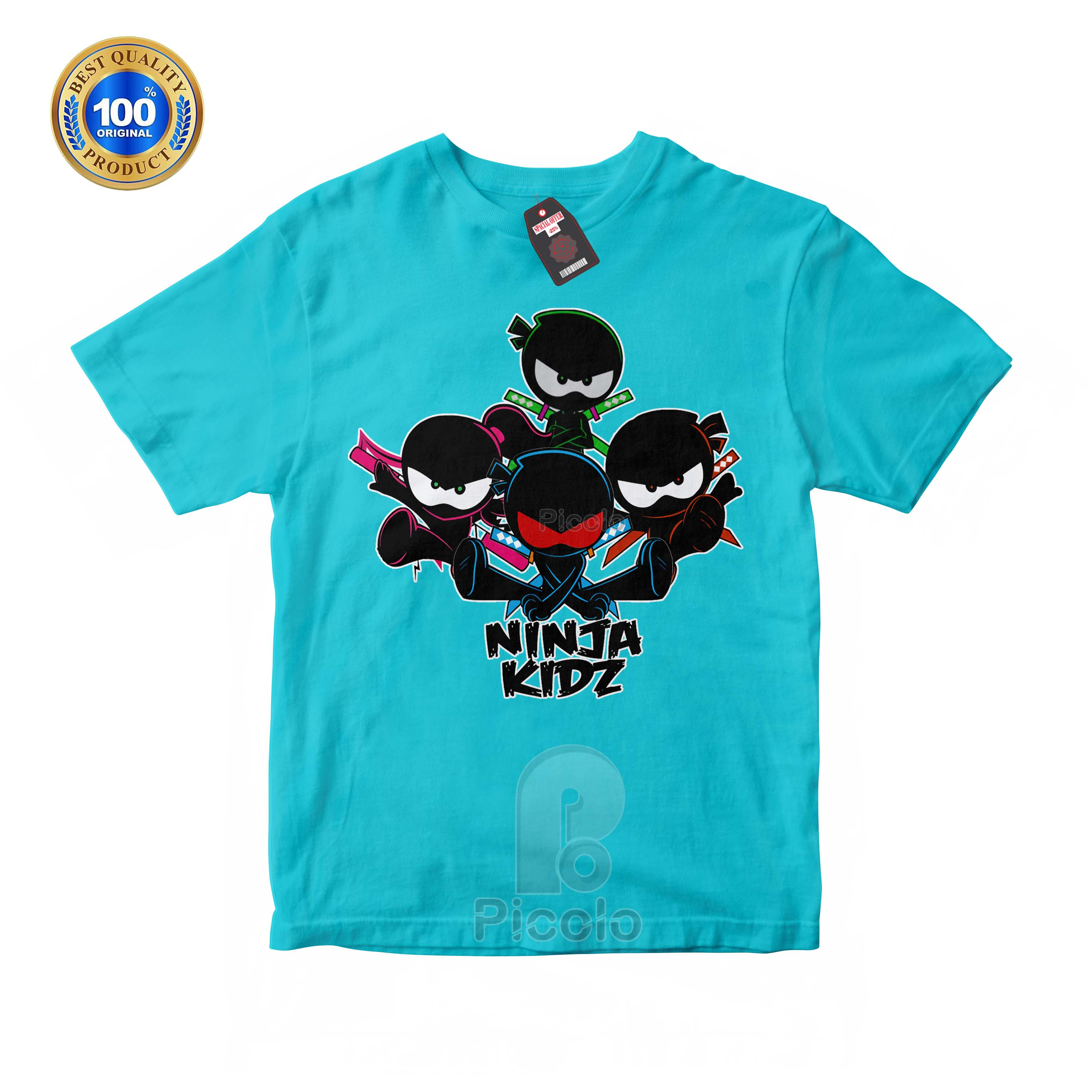 (FREE NAMA) BAJU KAOS ATASAN ANAK MOTIF KARAKTER NINJA KIDZ UNISEX Bahan COTTUN