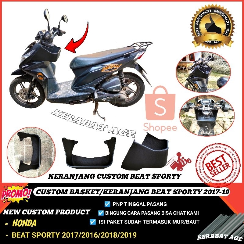 AKSESORIS SIDE POCKET KERANJANG DASHBOARD DEPAN CUSTOM BEAT STREET ESP SPORTY ECO 2017-19
