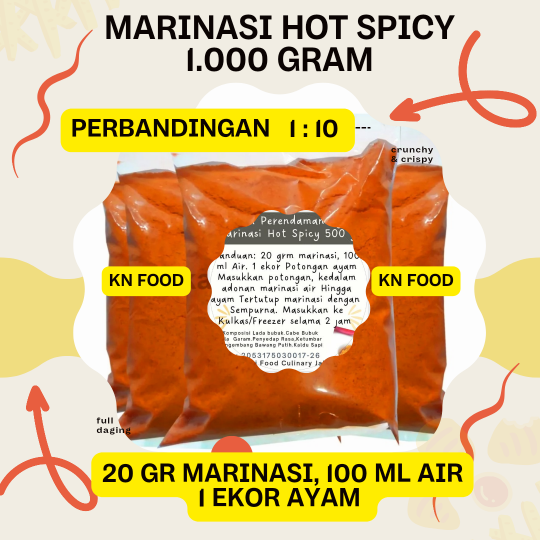 

Bumbu marinasi ayam HOT SPicy 500gram Daging Ayam lebih Empuk Gurih