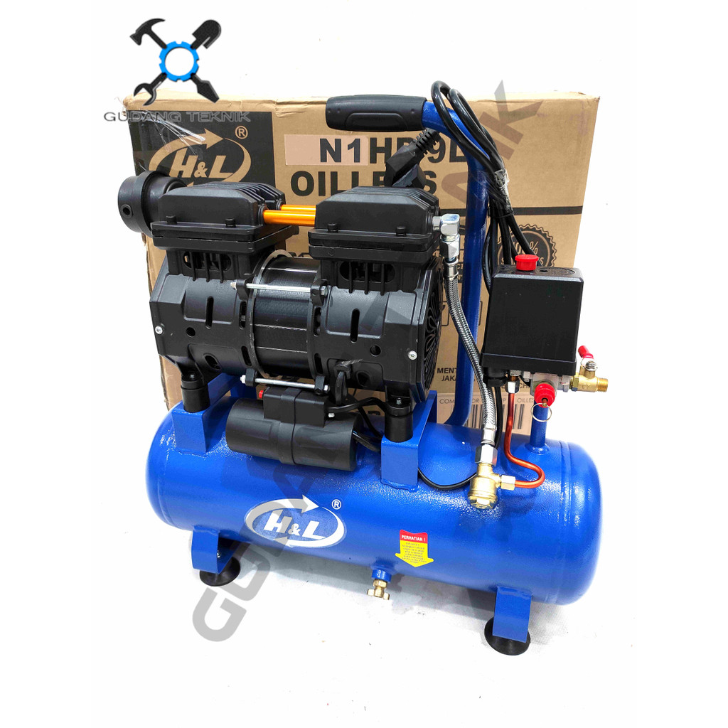 Kompresor Angin 9L OILESS Listrik 1HP N1HP HNL HL H&amp;L / Air Compressor Udara Tanpa Oli 9 Liter 1 HP HNL HL H&amp;L