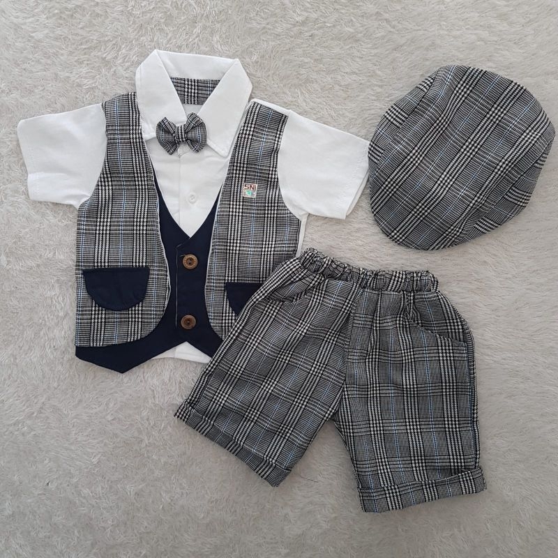 baju bayi cowo suspender set