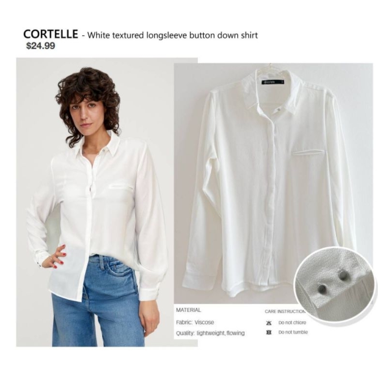 Cortelle white textured longsleeve button down shirt