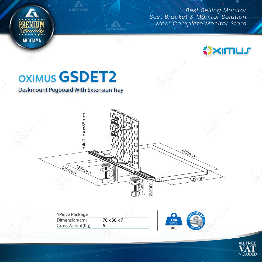 CPU Speaker Extention Board Tray Pegboard DIY Deskmount OXIMUS GSDET2