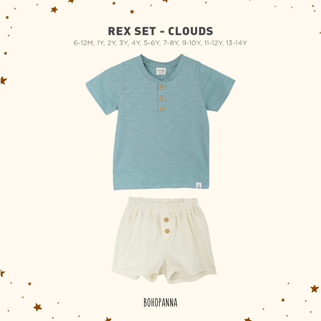 Baju Bayi Setelan Pendek Anak BOHOPANNA REX SET 6 12 Bulan 1-4 Tahun