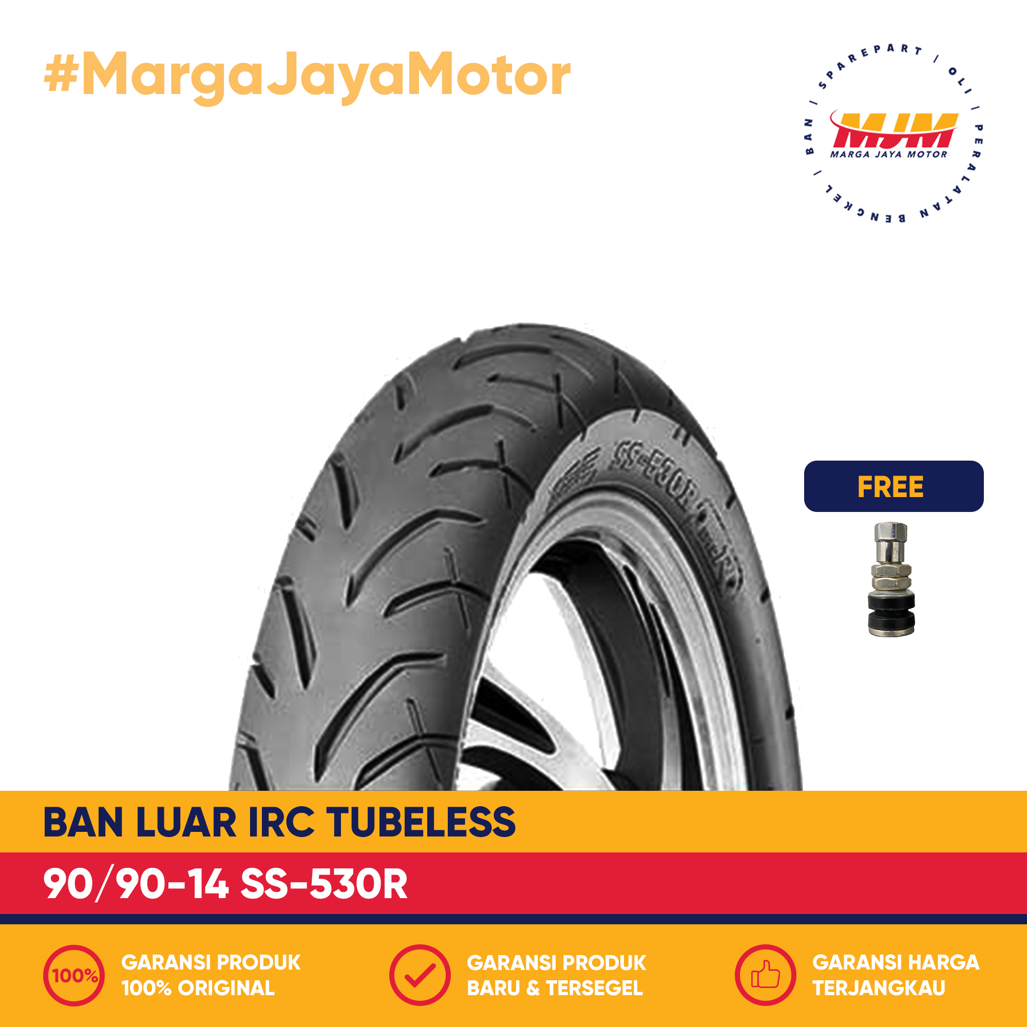 Ban Luar IRC SS-530R 90/90-14 Tubeless Free Pentil