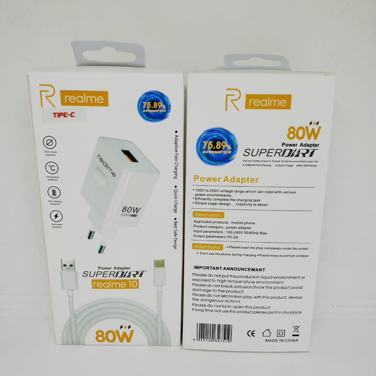 Travel charger realme supervooc 80w superdart high quality fast charging for all smartphone PROMO SEN