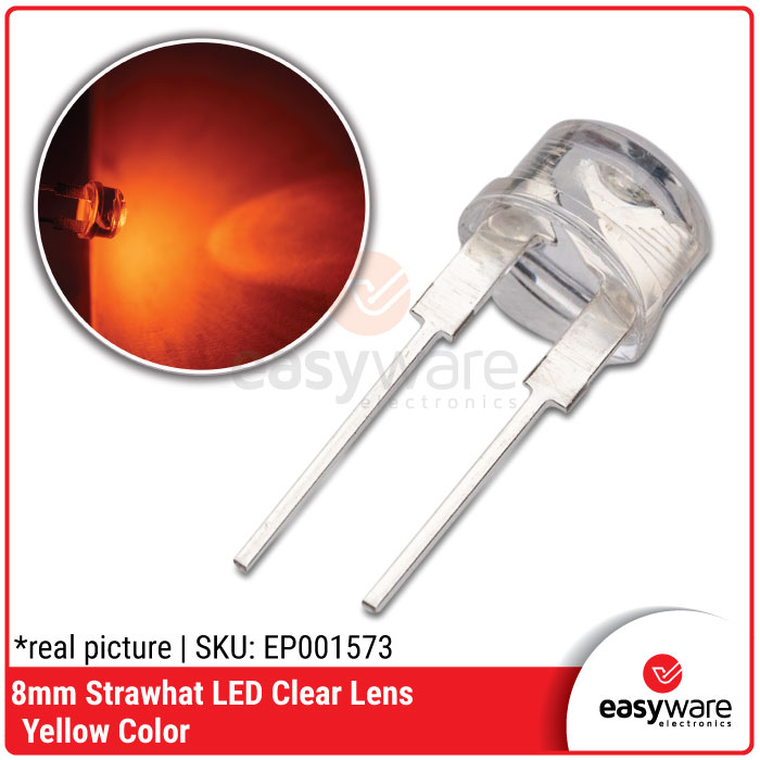 LED 8mm Strawhat Yellow Clear Lens LED Topi 8 mm Strawhat Kuning LED F8