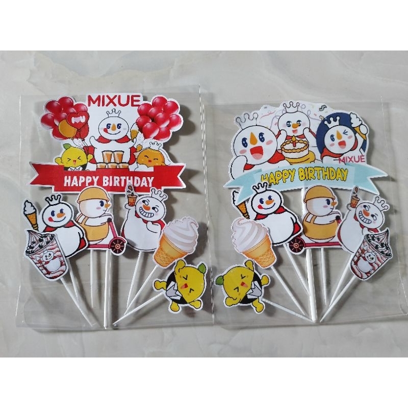 Topper ulang tahun/hiasan kue ultah mixue
