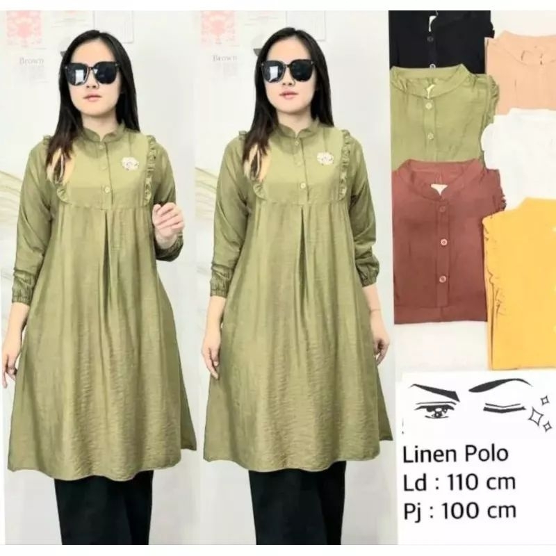 RISSA TUNIK/ /TUNIK POLO LINE LENGAN PANJANG