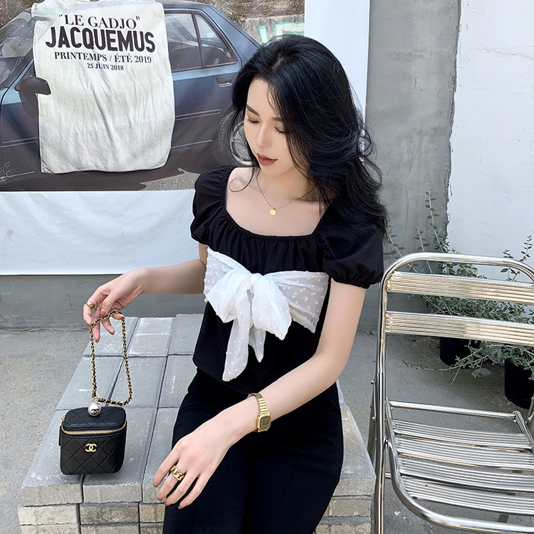 MOOGU ♡ blouse korea temperamen crop top wanita atasan