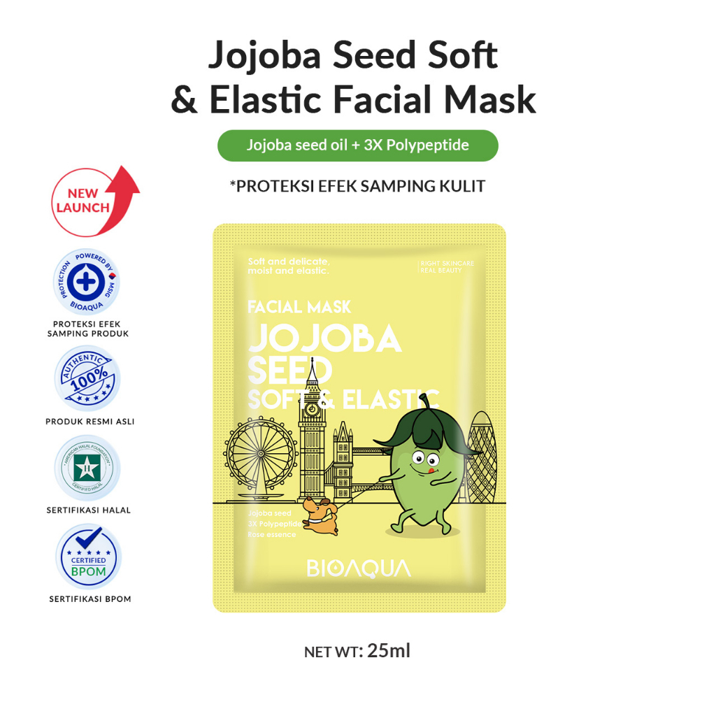 READY BIOAQUA Masker Wajah Cereal Sheet Mask &amp; Biji Buah Face Mask 25ml Masker Muka Glowing