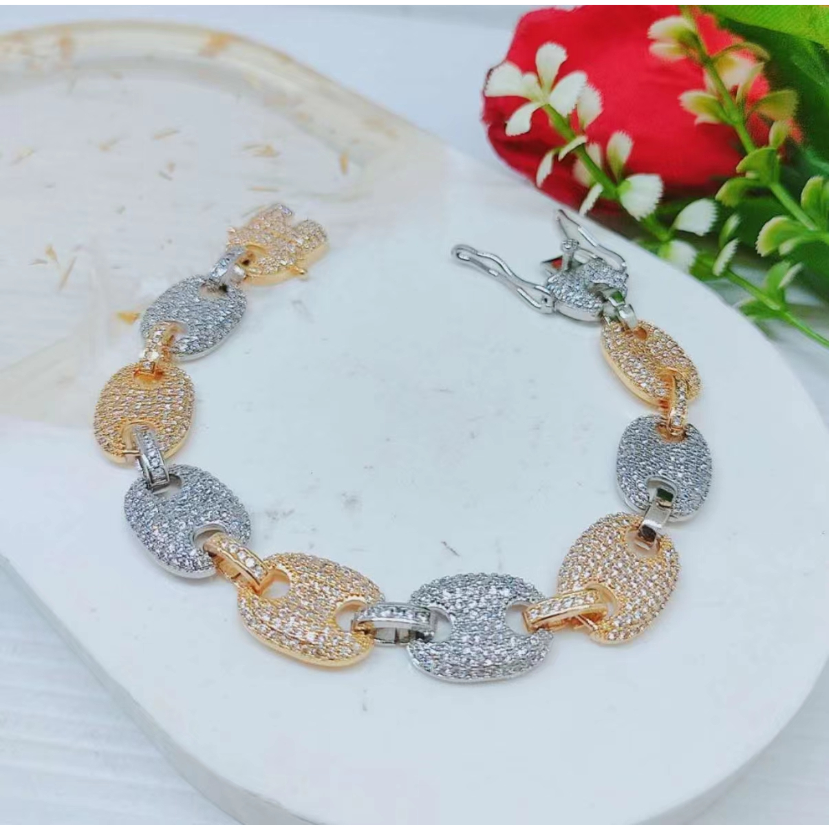 Gelang Xuping Kombinasi  Mata Full LaPIS Emas Perhiasan Wanita R012