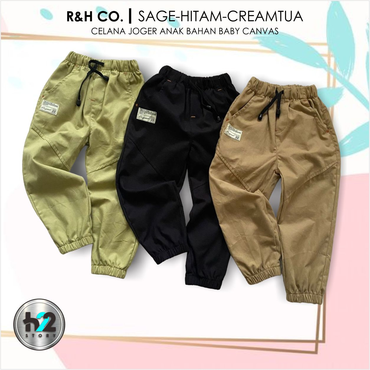 Celana Panjang Anak / Celana Joger Anak / Bawahan Anak Laki Laki Bahan Baby Canvas Untuk Usia Anak 3-12 Tahun By H22Story