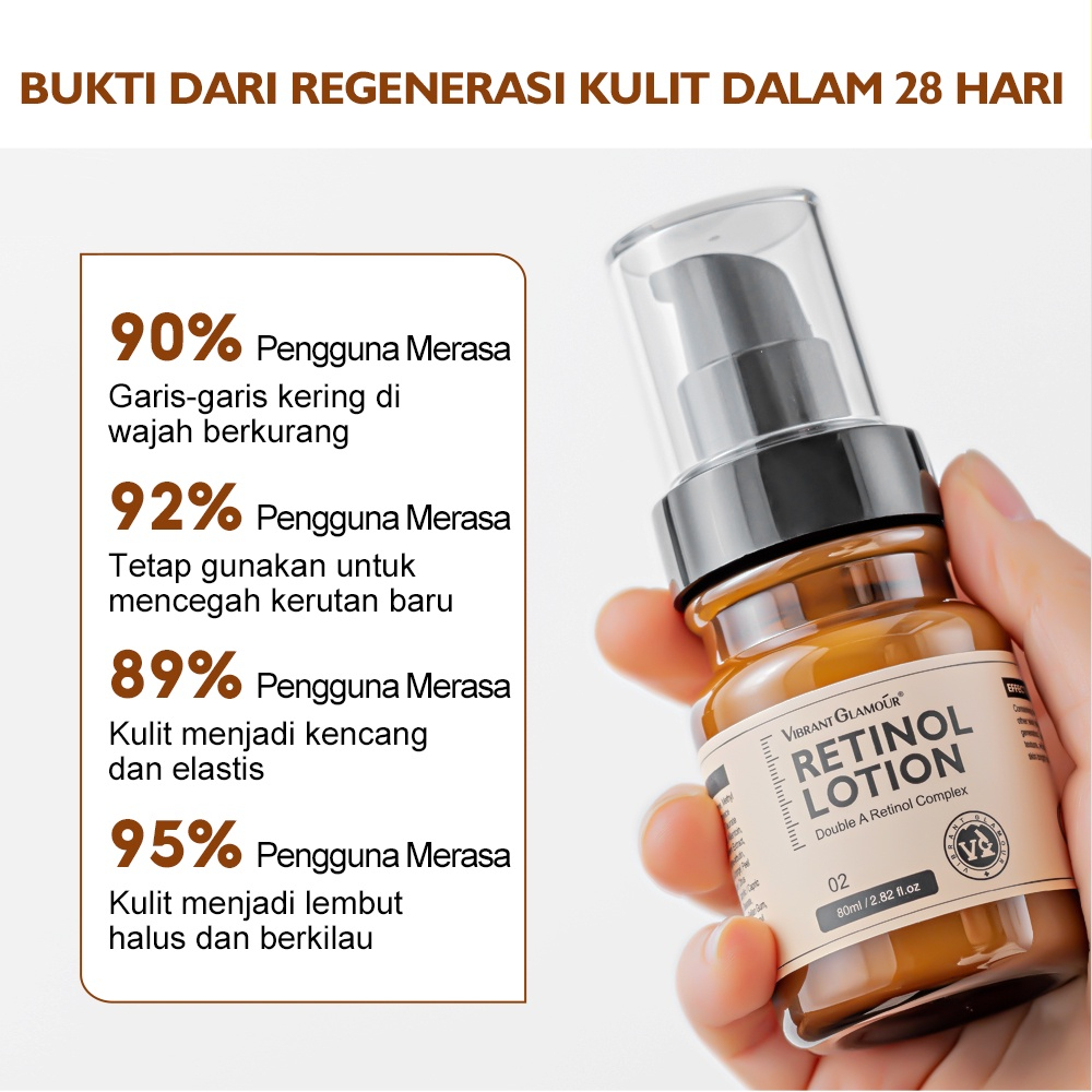 VIBRANT GLAMOUR Krim Losion Retinol Ganda 80ml Meningkatkan Produksi Kolagen Mengembalikan kulit kencang VA