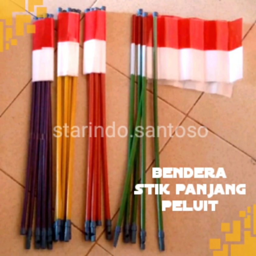 Bendera plastik merah putih stik panjang peluit dekorasi 17 Agustus