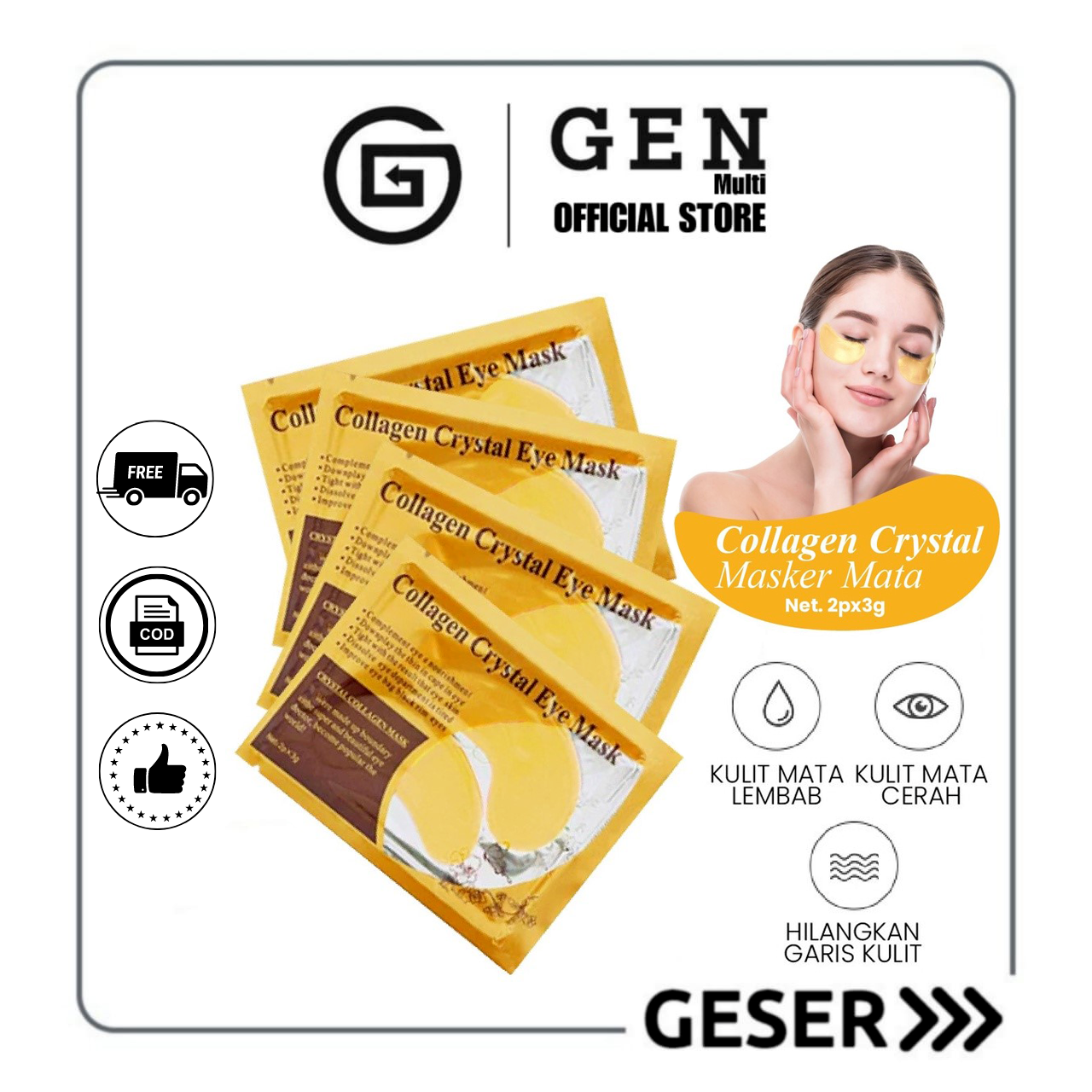 GEN - Eye Mask Collagen Crystal Gold / Masker Mata Panda Dan Kantong Mata