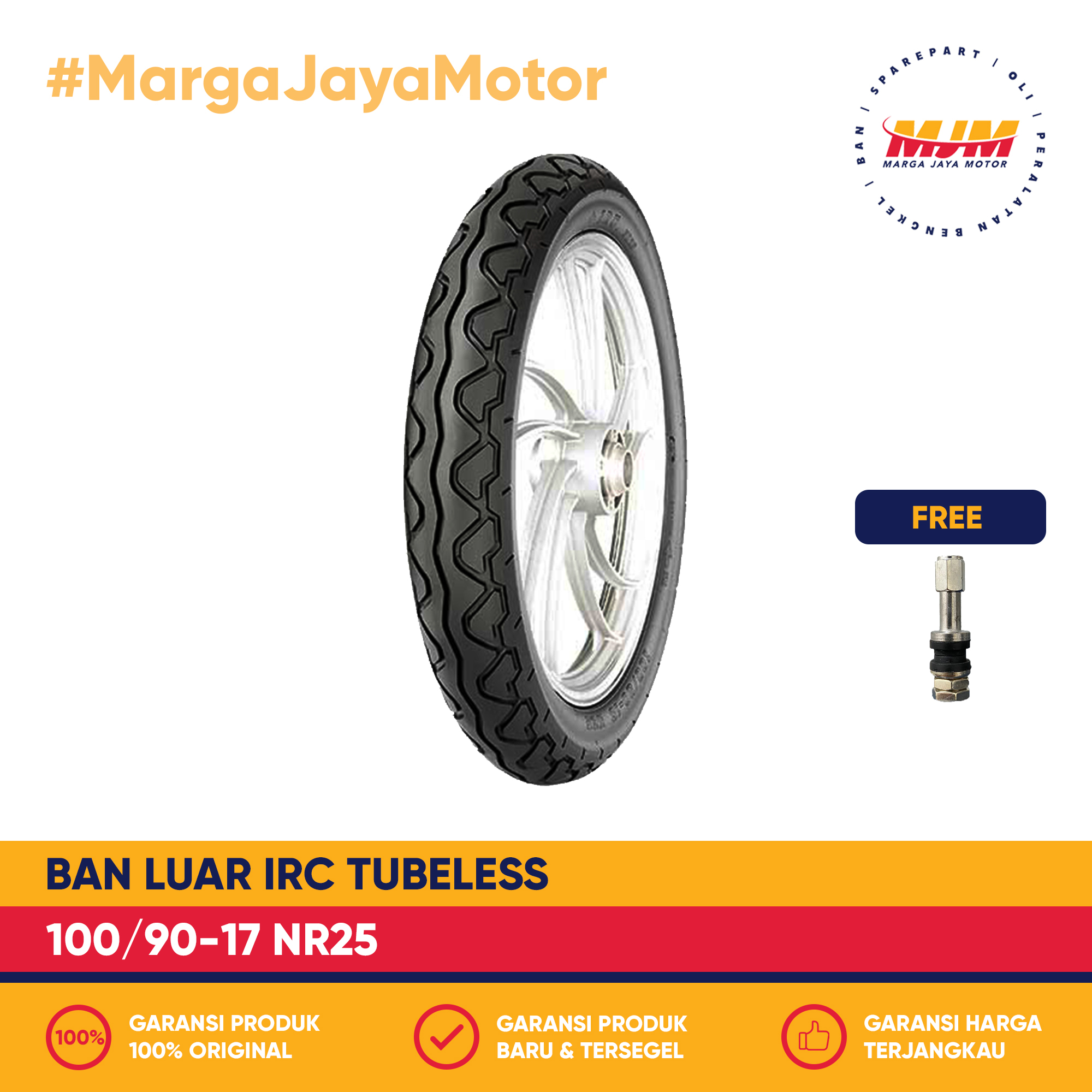 Ban Luar IRC NR25 100/90-17 Tubeless Free Pentil