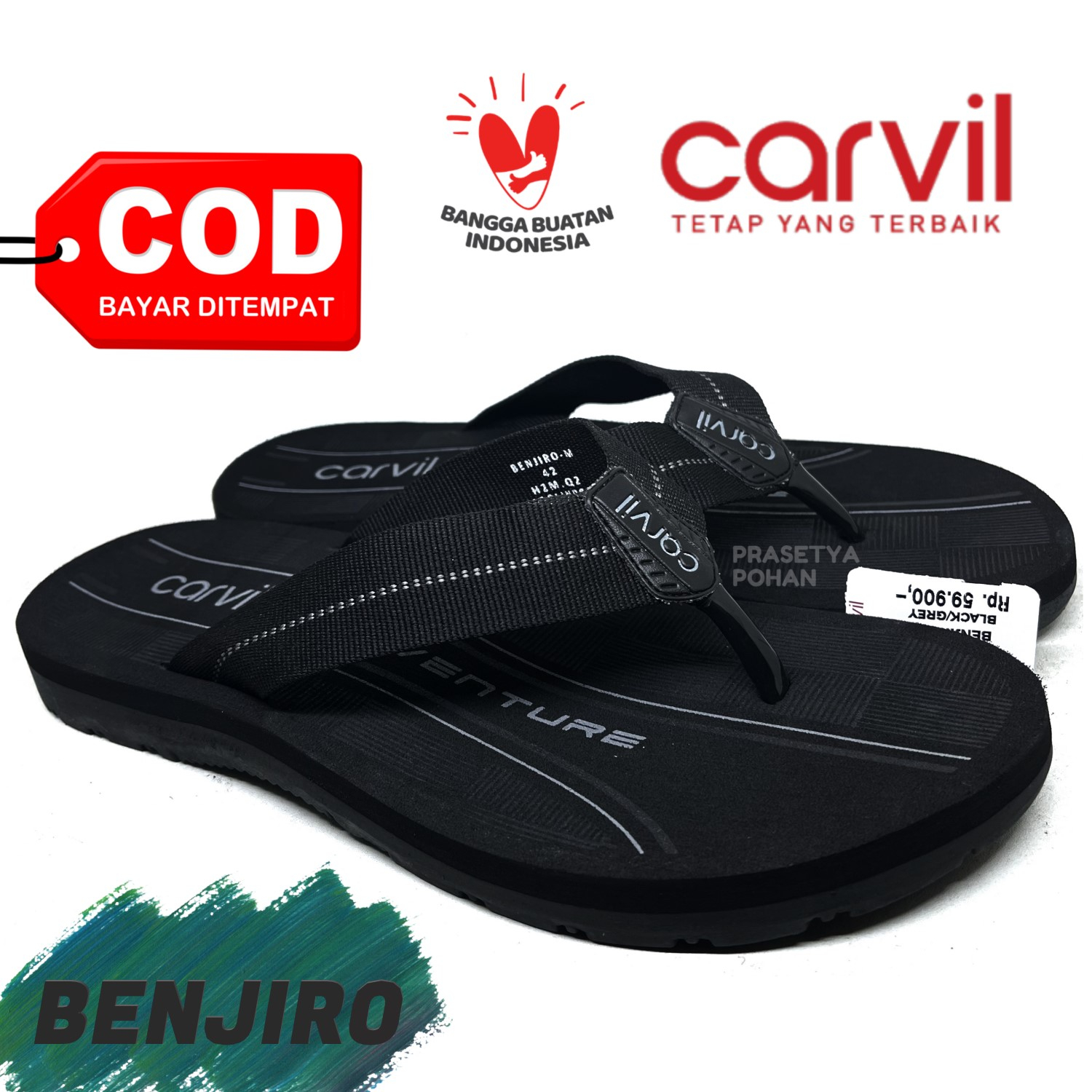 Sandal Pria Carvil Original Anti Air - Sendal Carvil Pria Original - Robin Red