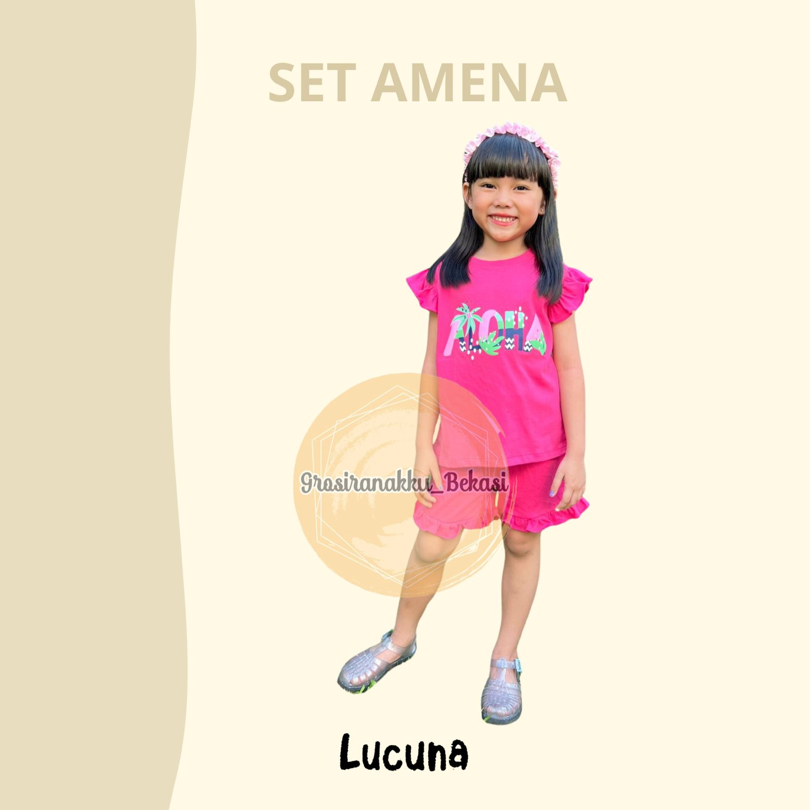 Setelan Anak Cewek Amena Lucuna Warna Fanta Size 1-5 Thn