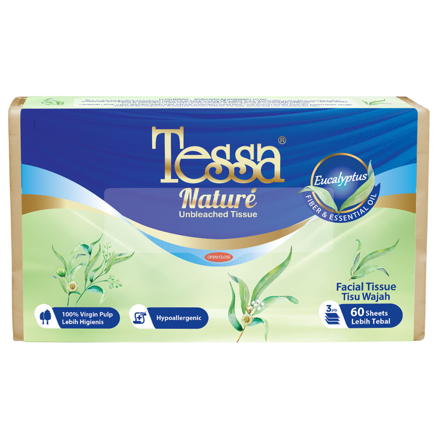 Tisu Tessa 60 Sheets 3ply TP08 sheet / Tissue Tessa Nature Facial Travel 60s 3 ply / Tisu Wajah lembut aman untuk kulit