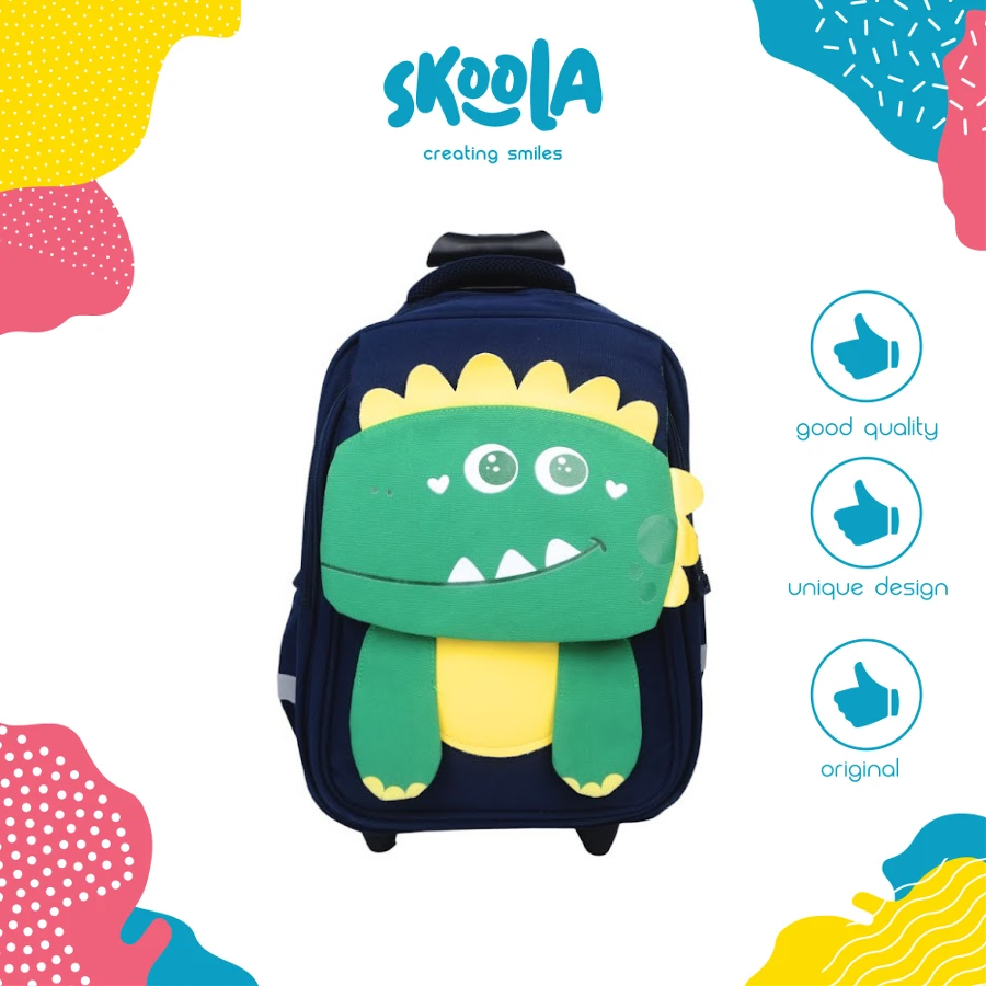 Skoola Tas Sekolah Anak Laki - Laki TK SD Trolly Ransel Dinosaurus - Maru