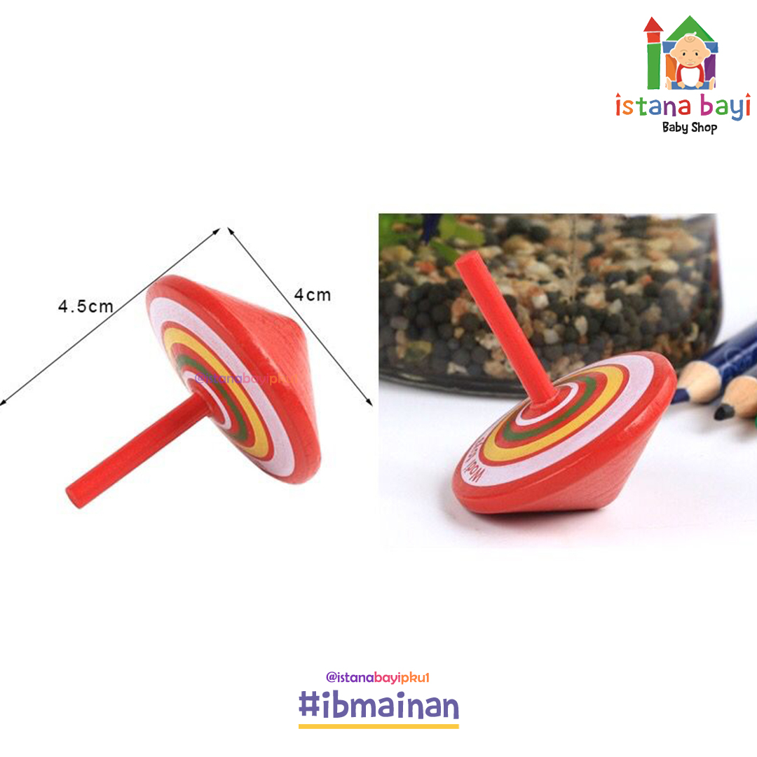 Mainan Edukasi - Wooden Rainbow Circle Spinning Top WD14 - Mainan Gasing Anak