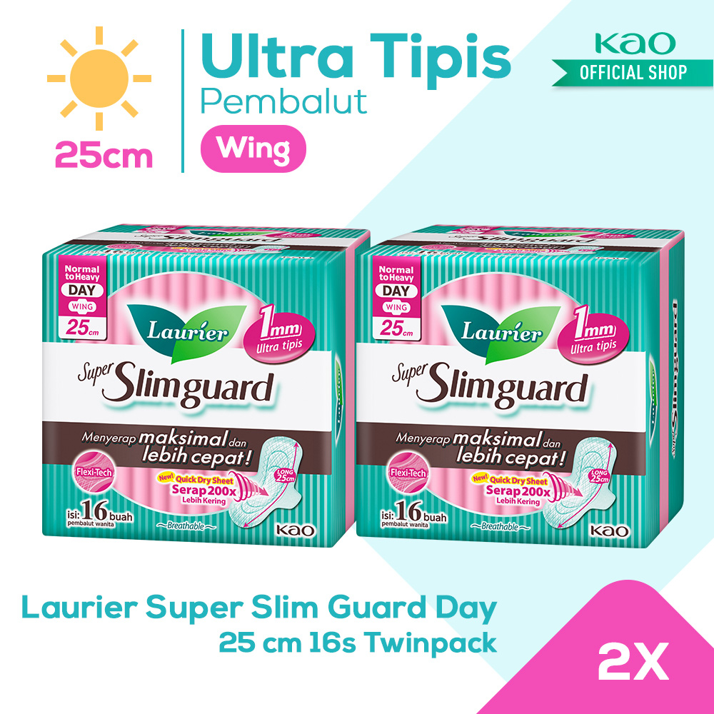 Laurier Super Slim Guard Day 25Cm 16S Pembalut Twinpack