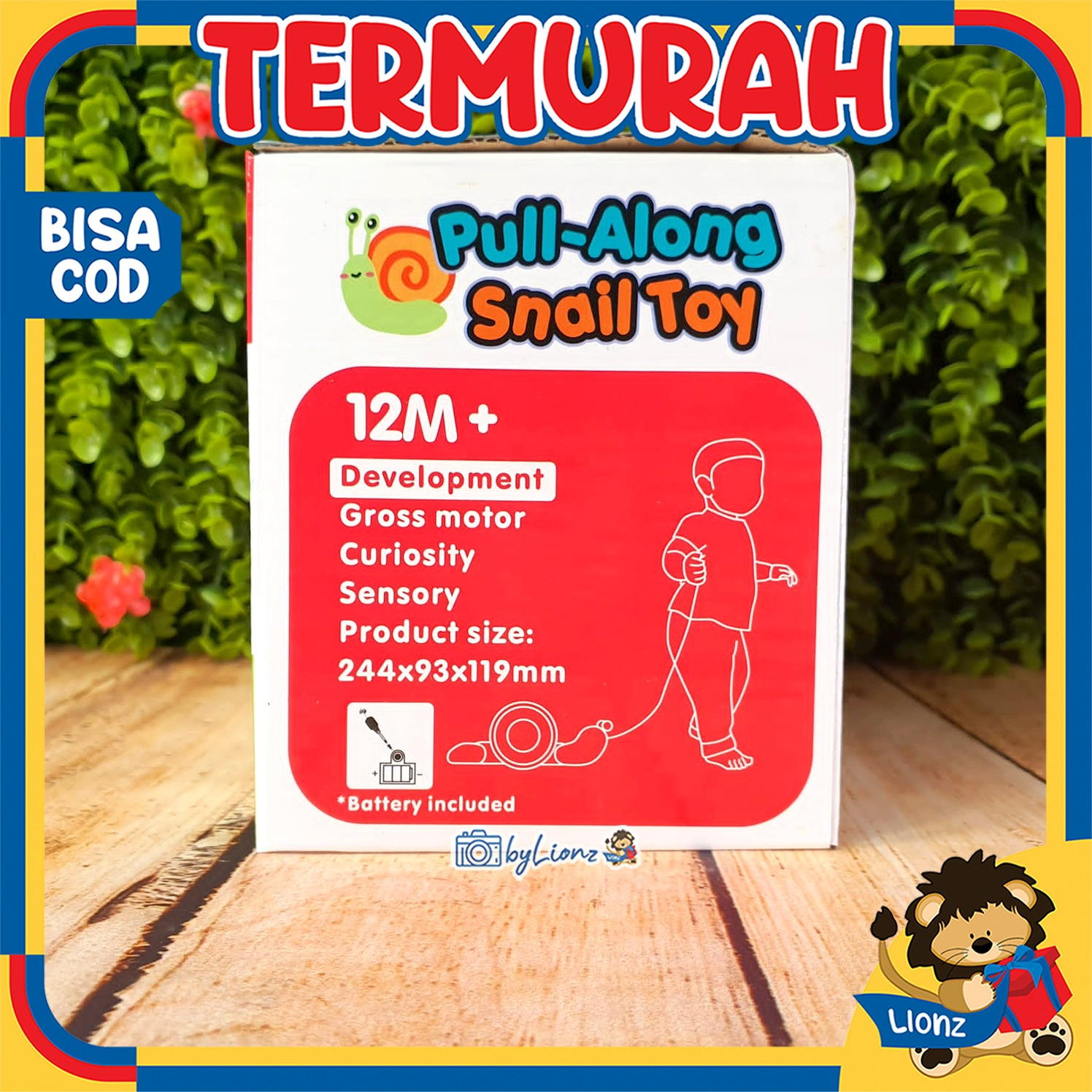 Pull Along Snail Toys Mainan Siput Tarik Lucu