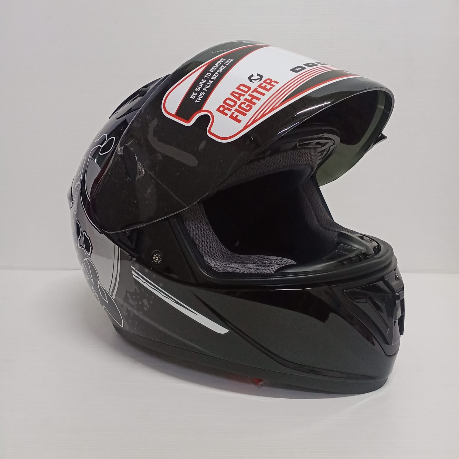 HELM FULL FACE NHK GP PRIME BUSHIDO #1 BLACK SILVER SINGLE VISOR 1V DARK SMOKE