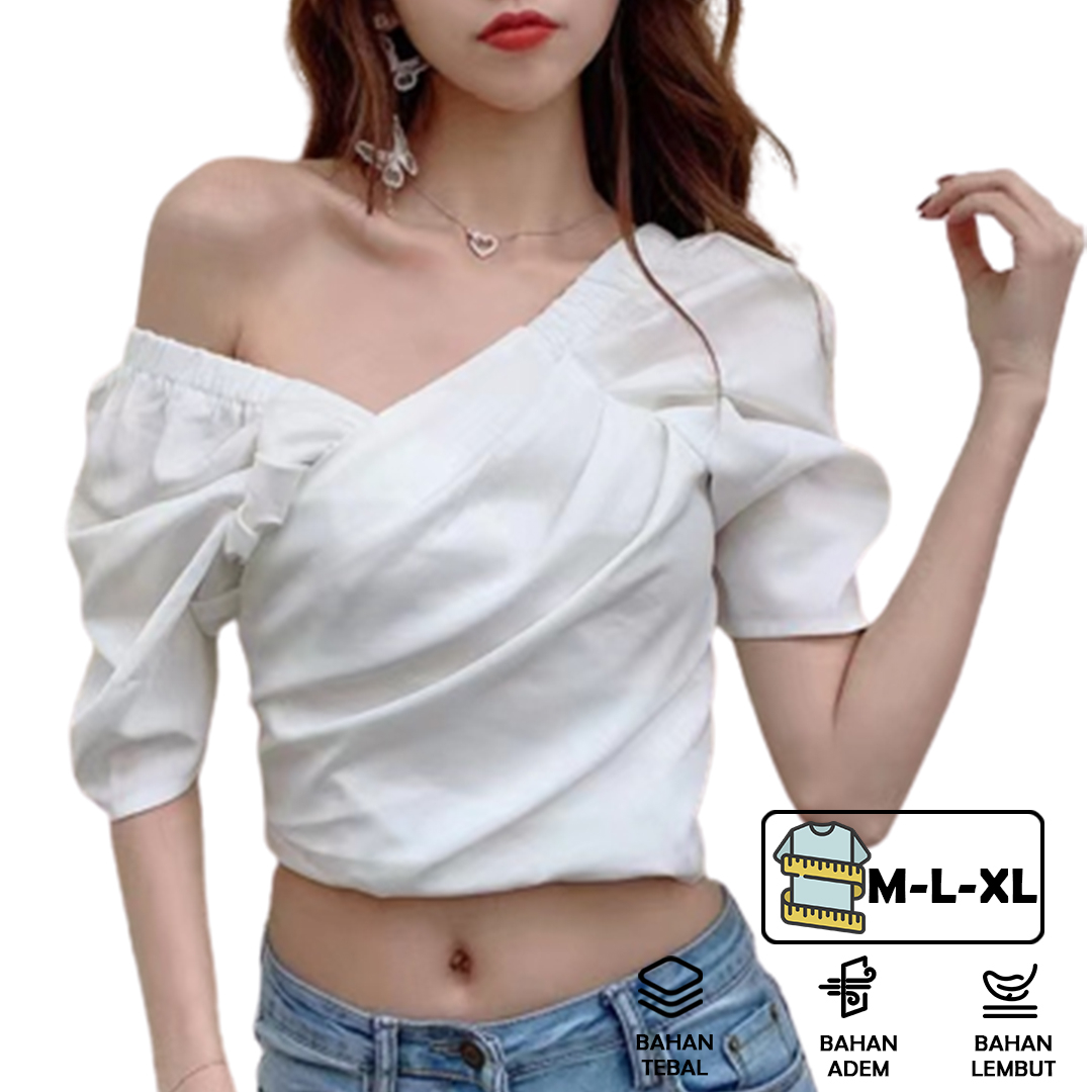 YS6127 Atasan Crop Top Tali Pita Wanita Lengan Pendek - SOSOYO