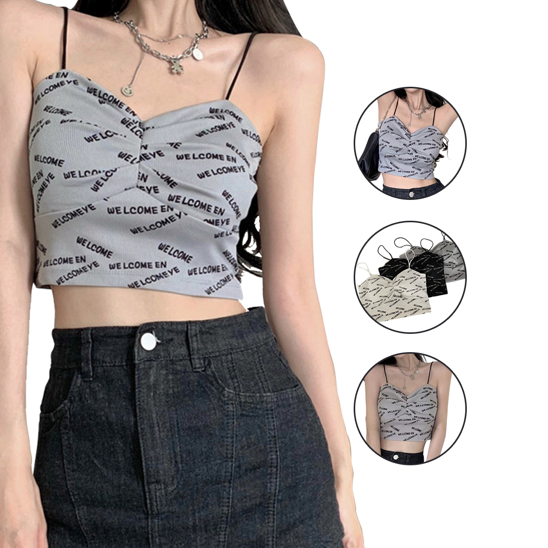 Tanktop Women's Top Shirt Crop Top YS6130 Korean Style - SOSOYO