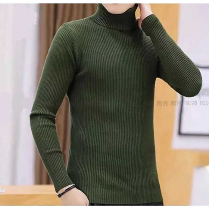 KAOS RIB TURTLENECK PREMIUM/LEHER TINGGI/KERAH BERDIRI