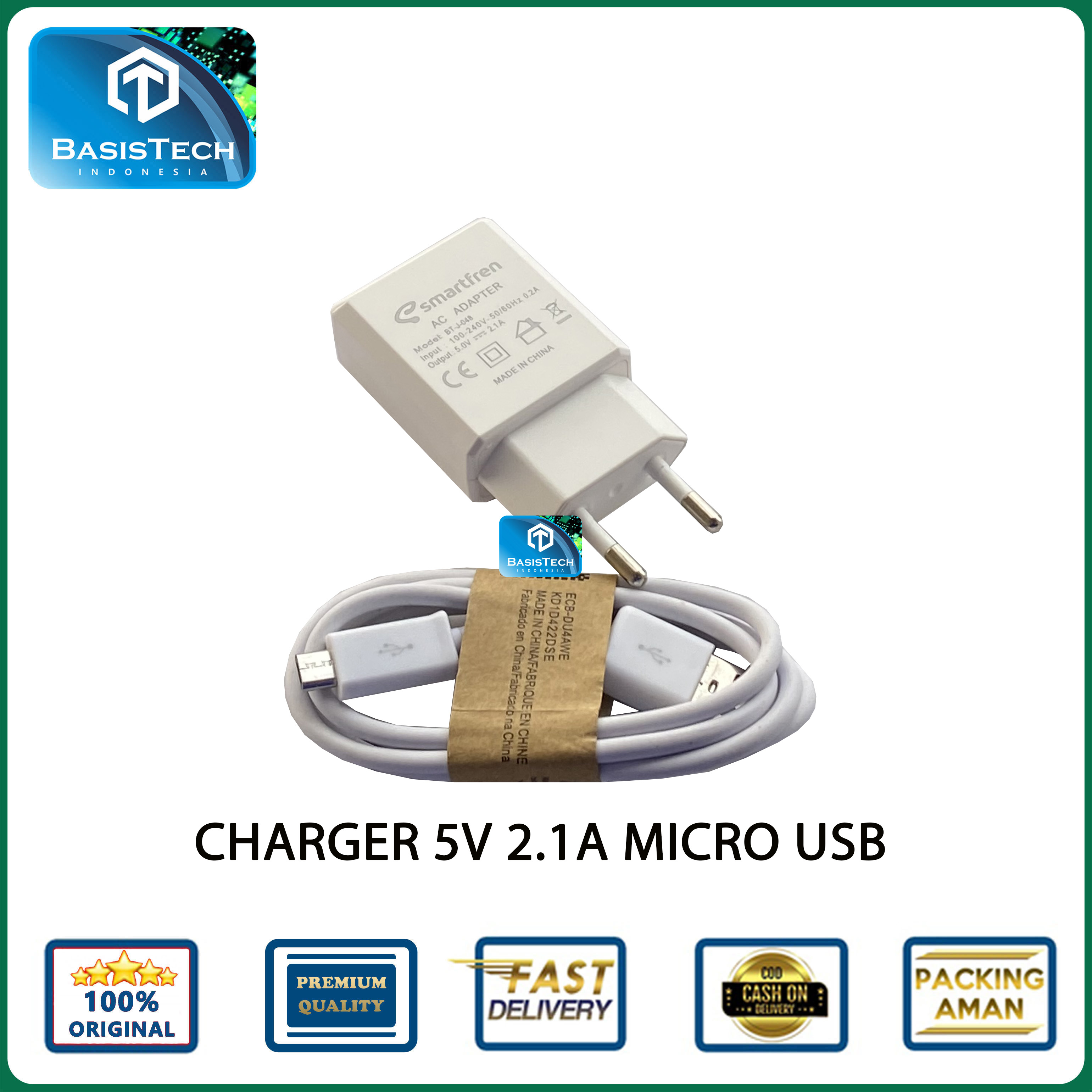 CHARGER CASAN MICRO USB V8 2.1A ADVAN MITO ANDROMAX BTJ-048 FAST