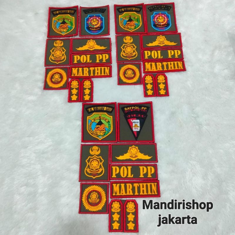 ATRIBUT PDL POLPP WARNA LIS MERAH BORDIR TIMBUL